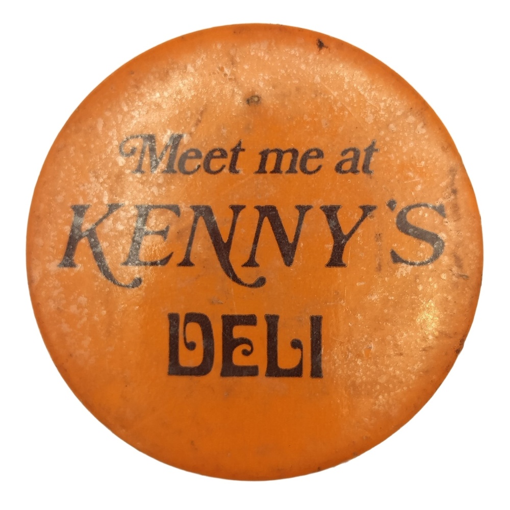 Meet Me At Kenny's Deli Vintage Pin Button Pinback Santa Monica Brentwood CA